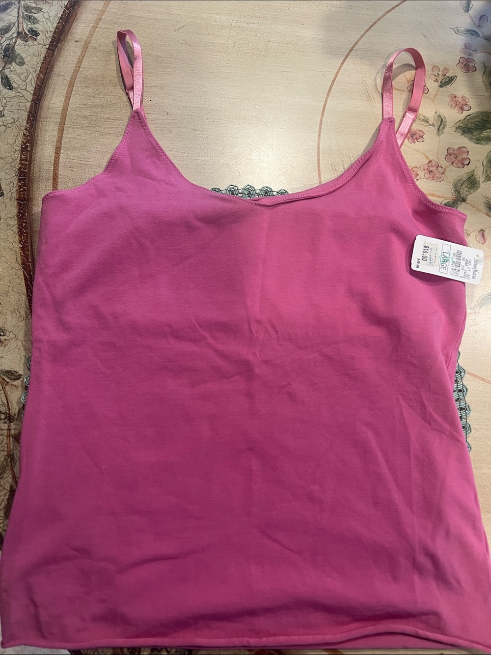Size L Women's Pink Spaghetti Strap Camisole. NWT. From Neiman Marcus